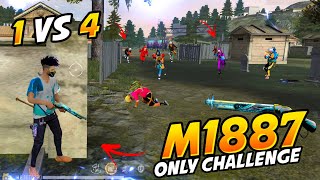Only M1887 challenge 🥶 Crazy Double Barrel Gameplay in Solo vs Squad 🤯 Garena free fire || AJ ZONE