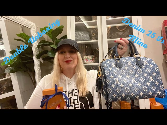 Louis Vuitton Monogram Jacquard Denim Bleu Speedy Bandouliere 25