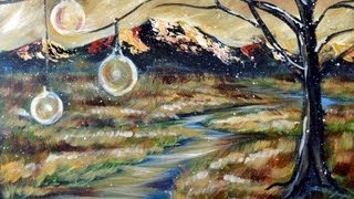 ⁣Time lapse surreal four seasons changing landscape speed painting in acrylic by Lachri