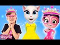 Talking Angela and Abby Hatcher making dress up for the party