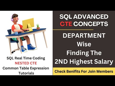 SQL Nested CTE Interview questions Finding the 2nd highest salary department wise #sqlserver