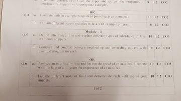 VTU 3rd sem B.E/b.tech degree OOP with JAVA (BCS306A) exam question paper 2024-25