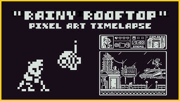 “Rainy Rooftop” Pixel Art Timelapse | 1-Bit Detective Boy