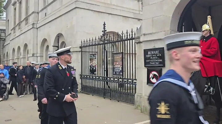 navy officer and kings guard salute each other #royalguards