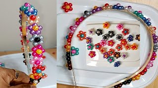 Hairband making at home/DIY pearl hairband/Hair accessories at low cost