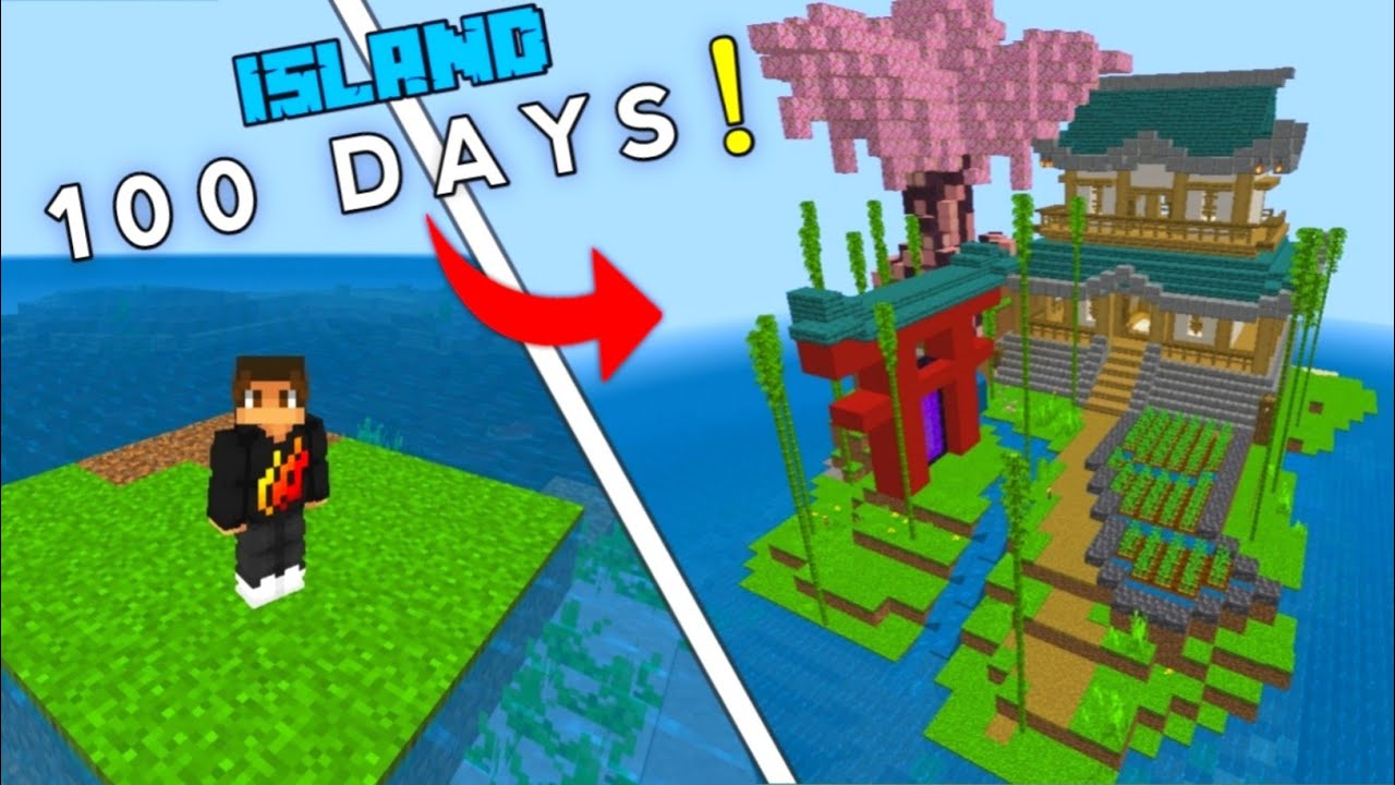 I SURVIVED 100 DAYS ON A SURVIVAL ISLAND IN MINECRAFT POCKET EDITION ...