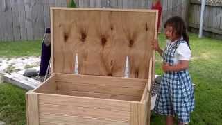 Outdoor storage box for toys, firewood, dog leads - Greenmanwood.com We produce weather proof storage boxes of all sizes. Easy for children to use for their toys, boots, firewood or dog walking leads.