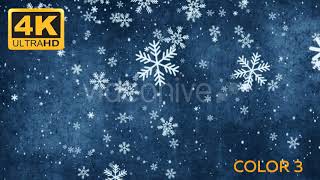 4K Cartoon Snowflakes Falling Background 3 Color