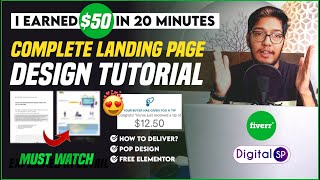 Complete Fiverr Order Tutorial 2021 | $50 Landing Page Design Tutorial 2021 | Detailed Video | Hindi