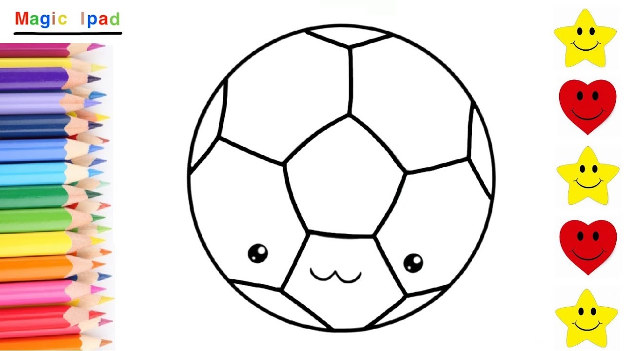 Como dibujar un BALON DE FUTBOL KAWAII | dibujos para niños ????⭐ How to draw  a BALL | drawings kids - YouTube