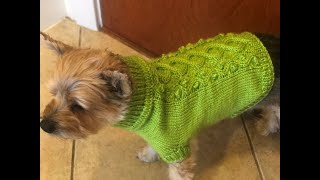 DIY KNIT CABLE DESIGN DOG SWEATER WITH SLEEVES