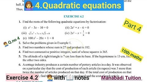10th class math| Chapter 4|Quadratic equations| Exercise 4.2| Q no 4| part 4|CBSE|NCERT|WITH NOTES|