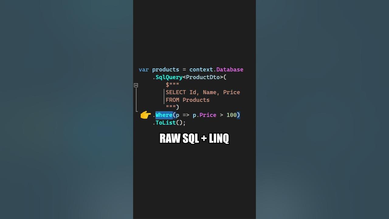 Composing Raw SQL And LINQ Queries With EF #shorts