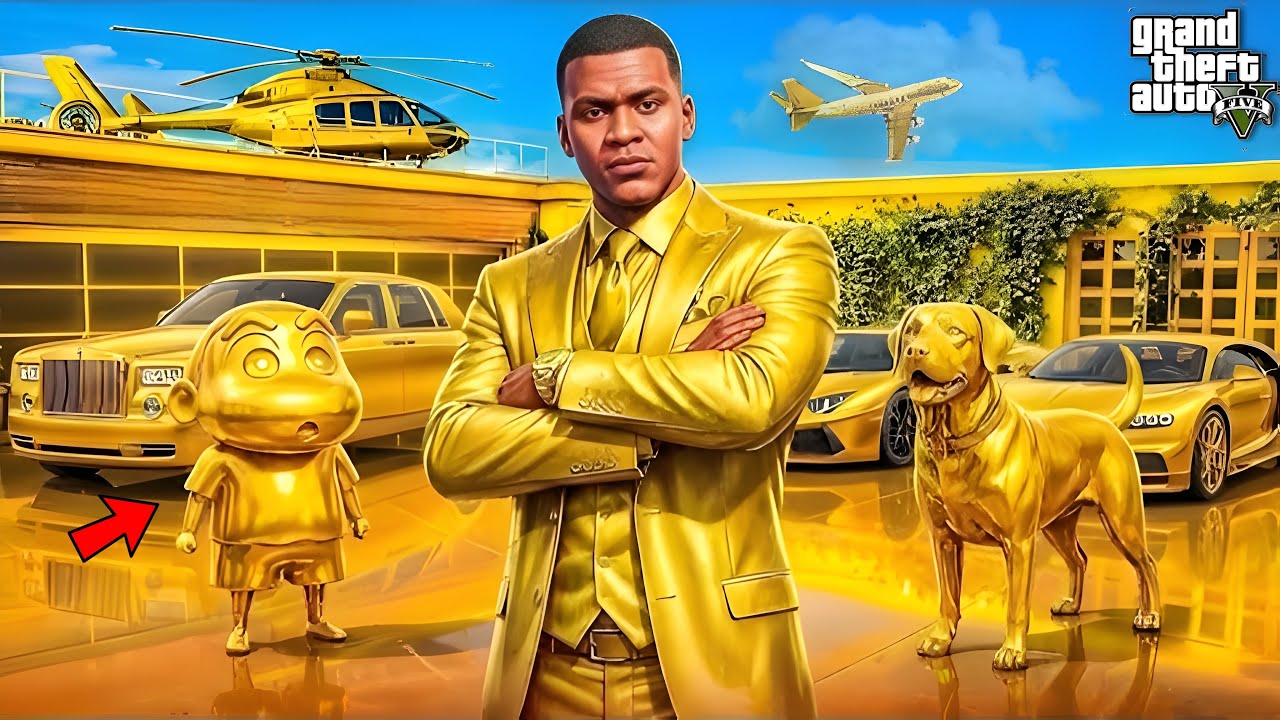 Shinchan Becomes Billionaire in GTA 5 💰 | Luxury Mansion, Gold Cars!