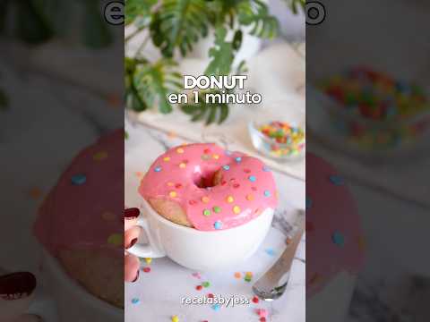 DONUT en taza en 1 MINUTO 🍩🩷 #postresfaciles #receta #postressinhorno #mugcake