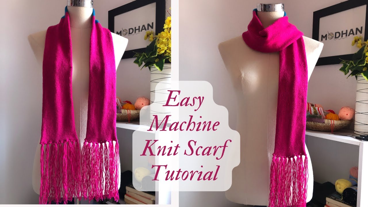 How To Knit A Muffler / Scarf With A Brother Knitting Machine Knit