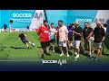 Man united fans take on soccer am in the volley challenge 