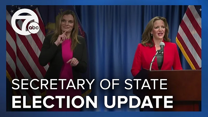 Michigan Secretary of State Jocelyn Benson provide...