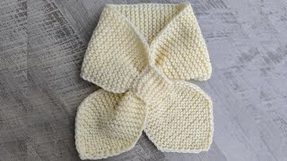 Easy Keyhole (PullThrough) Knit Scarf for Beginners