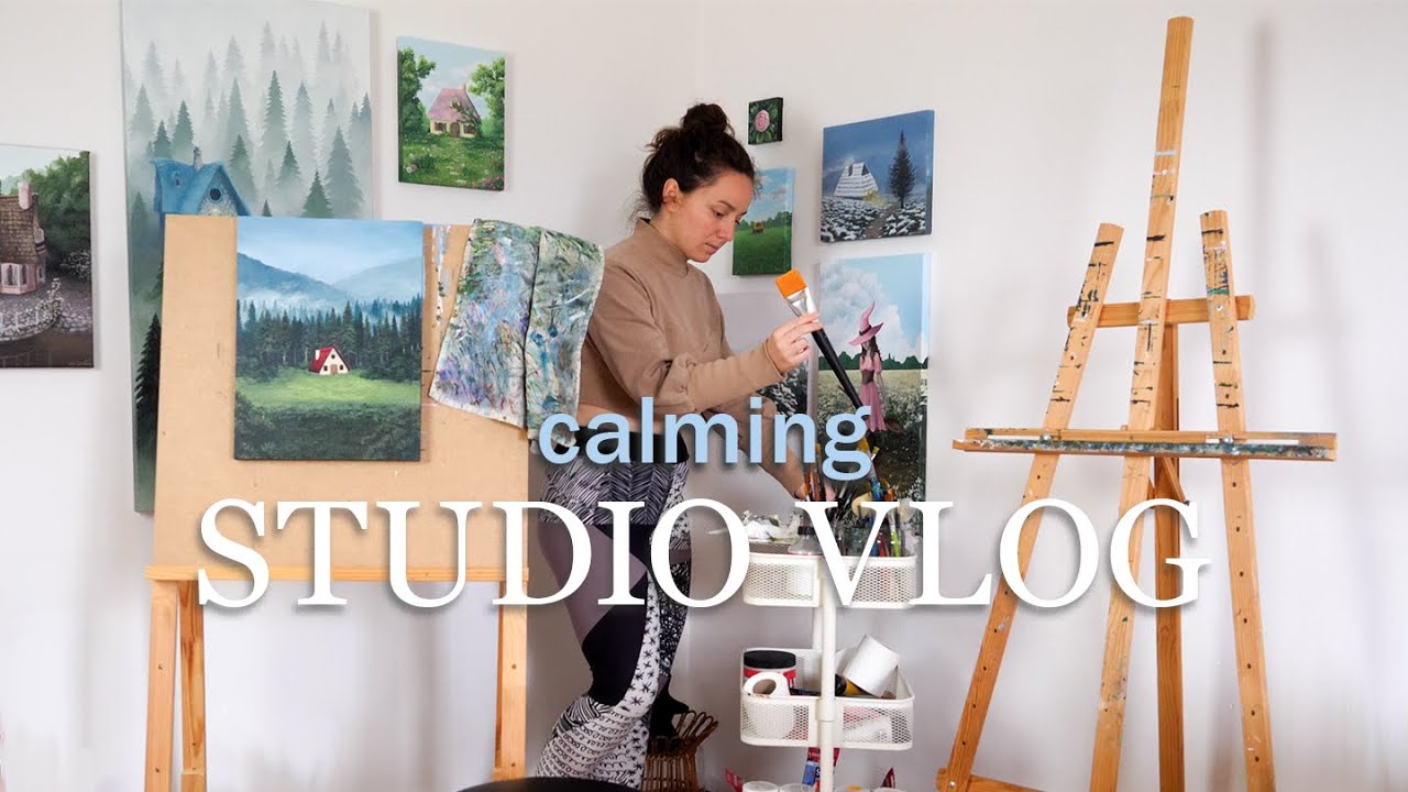 Spend a rainy day with me in my art studio ☁️ planning new paintings ...