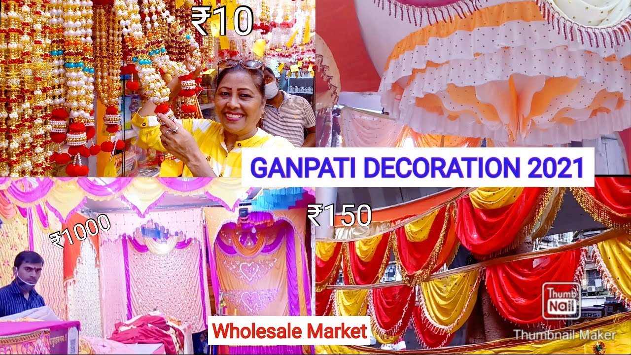 GANPATI DECORATION MATERIAL WHOLESALE MARKET LALBAUG 2021 Ganpati