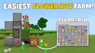 New Ultimate Automatic FLOWER & DYE FARM in Minecraft Bedrock 26.3! (25600+ P/H) 😱