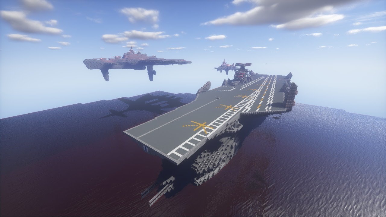 Minecraft 空中双胴戦艦完成させるよ Youtube