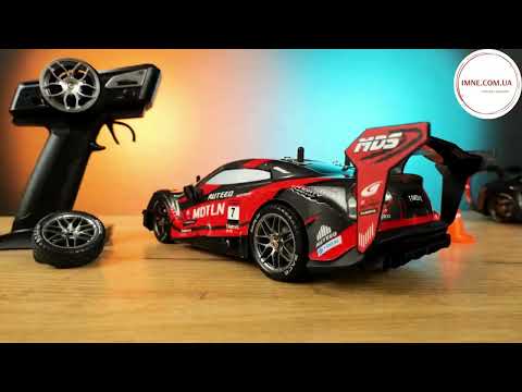 Радіокерована дрифт машинка гоночний автомобіль Nissan BI-TURBO для хлопчика 1:16 4WD підсвічування Ніссан 7.4V, видео 1