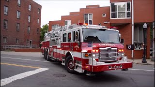 (BRAND NEW Pierce Tower) Cambridge Ladder 2 Engine 3 and Division 1 Respond to a Run