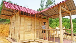 (FULL BUILD). Vietnamese Girl Build Dream Log Cabin. Woodworking. Tiny Log Cabin in the Forest!