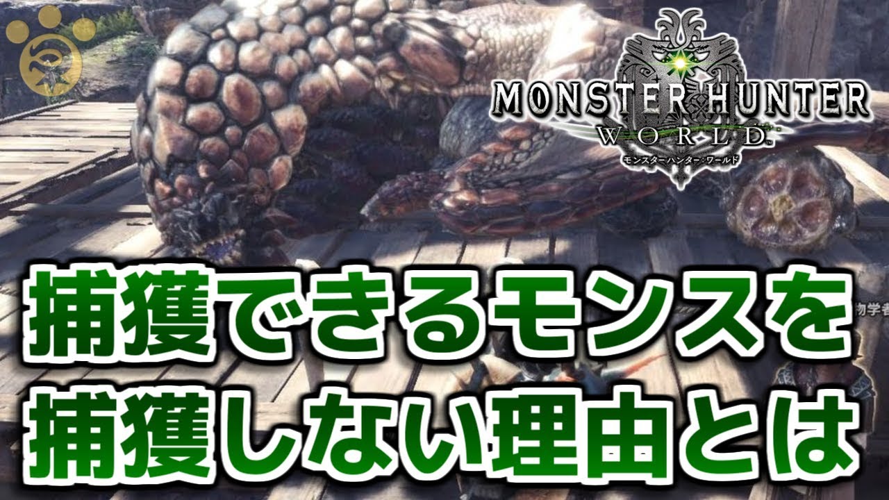 Mhw 捕獲できるモンスターを捕獲しない理由って何 モンハンワールド Youtube