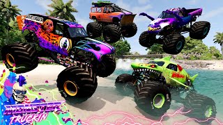 Monster Jam INSANE Racing, Freestyle and High Speed Jumps #30 | BeamNG Drive | Grave Digger screenshot 5