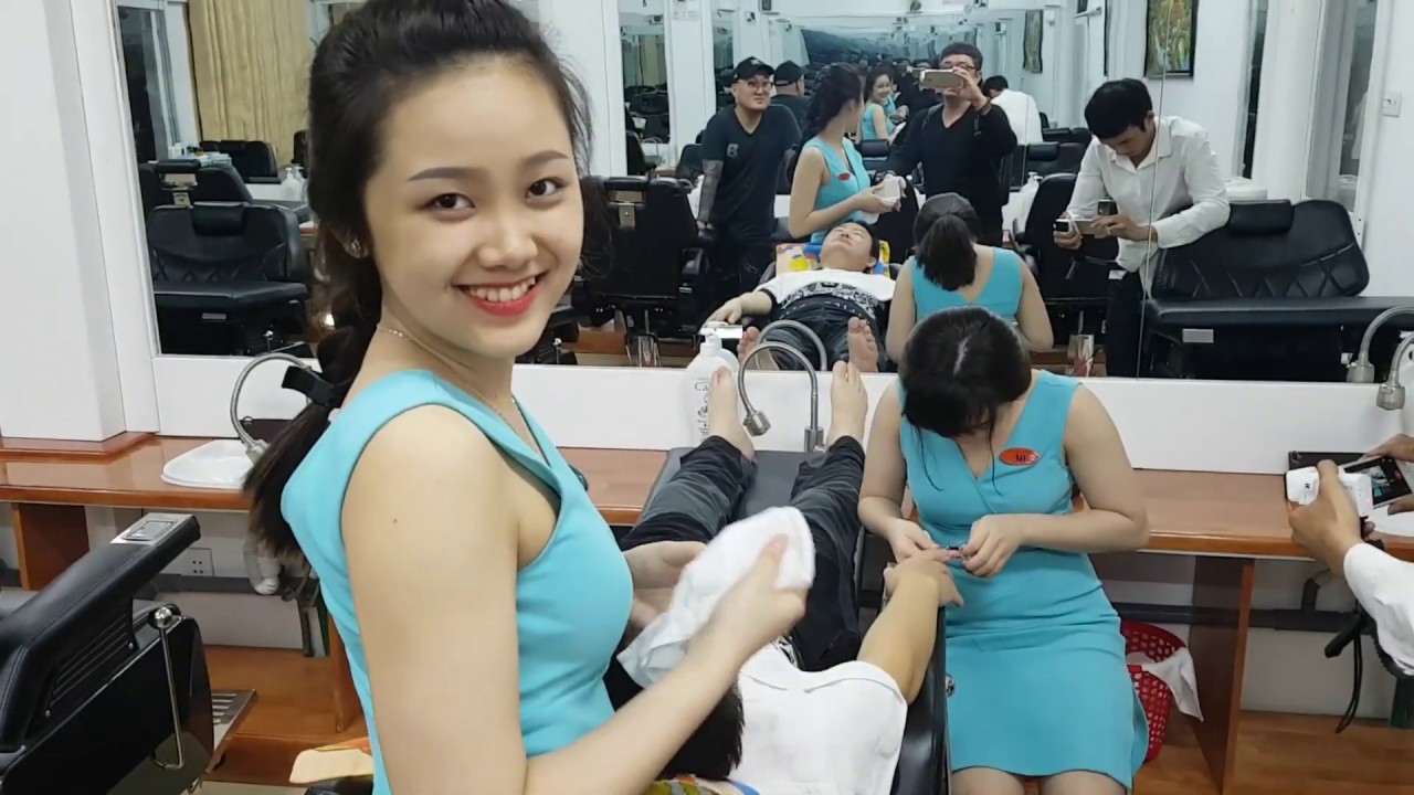 Vietnam Barber Shop 4 Hand Service Vietnam Hair Massagecutie Girl Massage베트남 이발소 굿서비스 Youtube