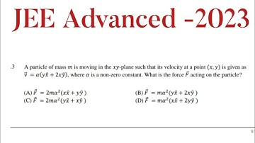 A particle of mass m moving in the XY plane such that its velocity at a point (x,y) is given by...