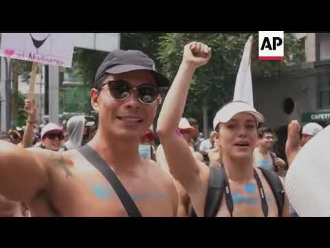 Nudists march in Mexico City