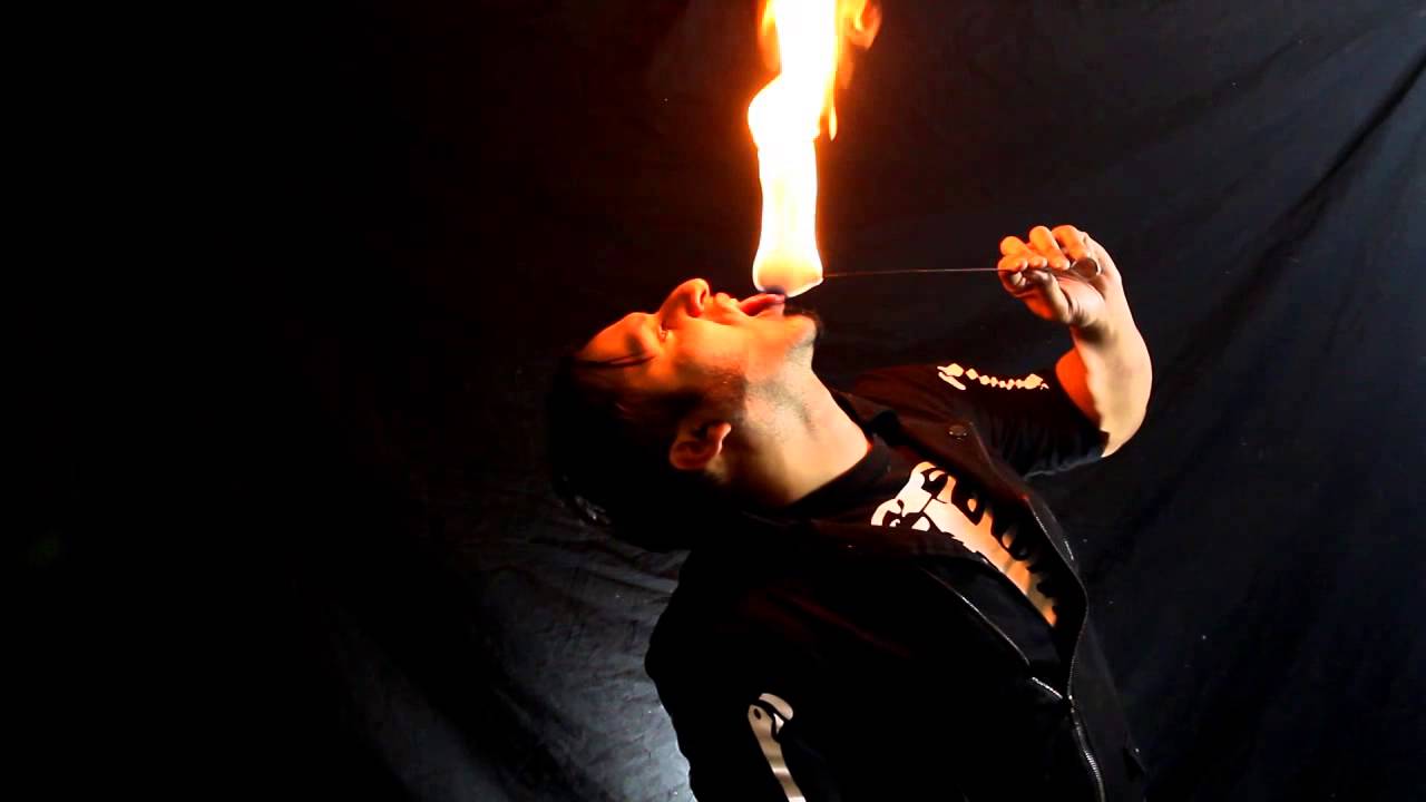 Derrick Vermin - Advanced Fire Eating Tricks - Fire in the Hole