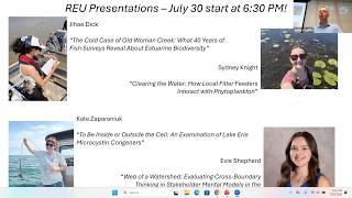 Webinar: 2026 Research Experience for Undergraduates (REU) Student Presentations at Stone Lab