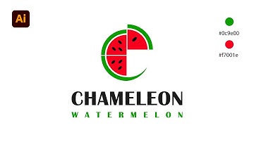 Chameleon Watermelon logo designing in Adobe Illustrator. #adobe #logo #watermelon