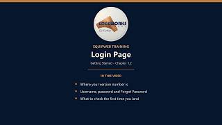 EQuipWeb Training: Login Page Guide (Getting Started - Chapter 1.2)