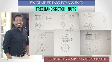 Engineering Drawing | Free hand sketch | Nuts | Learn with Nikhil