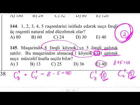 Qəbula Düşə Biləcək Testlər (KOMBİNATORİKA VƏ EHTİMAL)