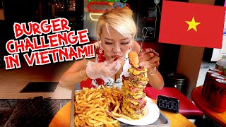 MY FIRST CHALLENGE IN VIETNAM!! RECORD BURGER CHALLENGE!! #RainaisCrazy