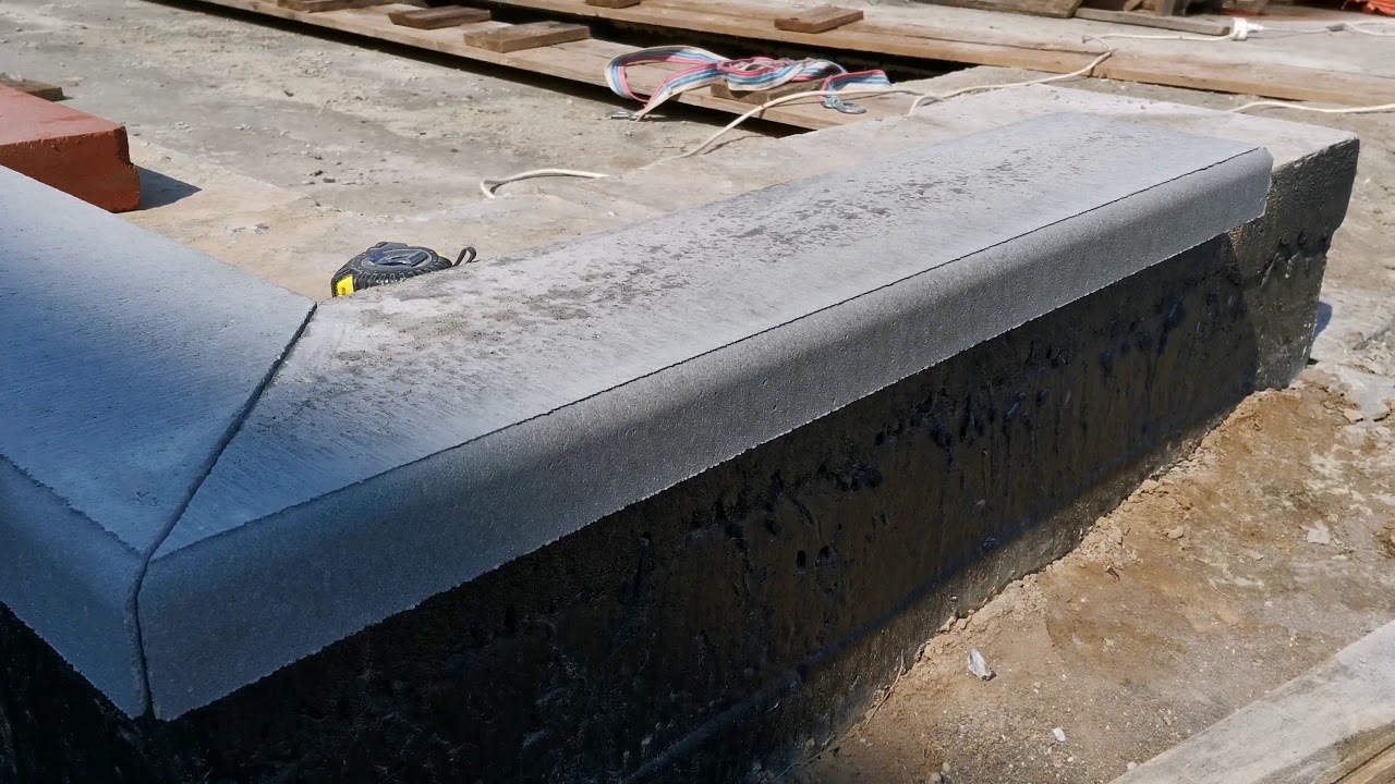 Укладка поребрика на цоколь - фундамент. - YouTube