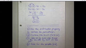 Solving a linear equation...:  Variables on the same side and distribution