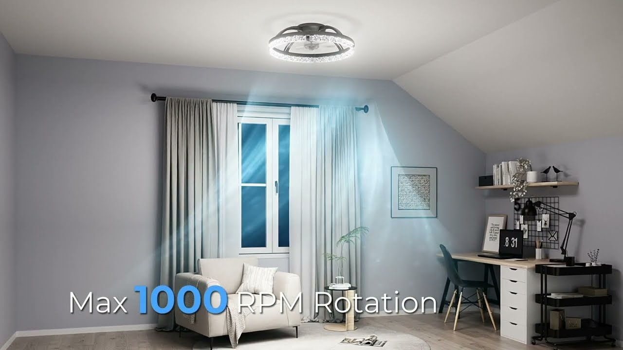 addlon Ceiling Fans with Lights and Remote, 20'' Low Profile Ceiling Fans, 3000-6000K Dimmable