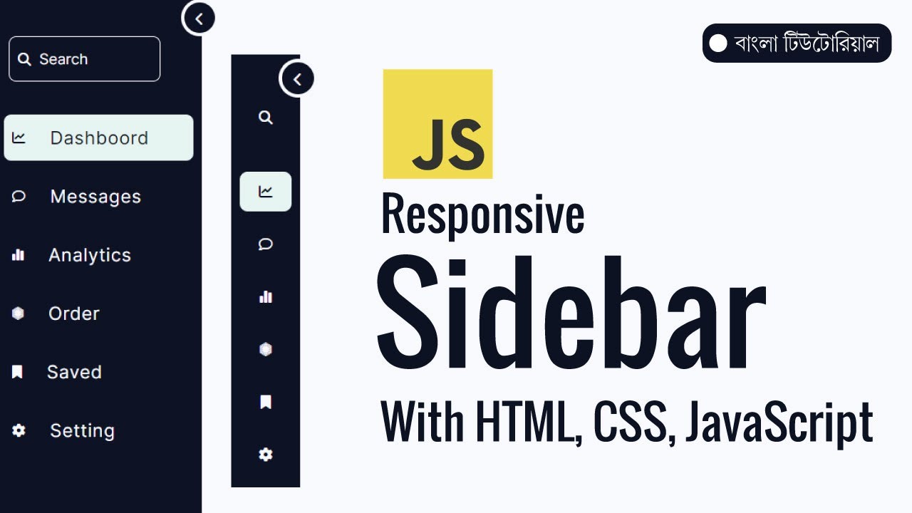 Sidebar Menu Html CSS JavaScript - Dashboard Menu - YouTube
