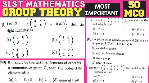 SLST GROUP THEORY 50 MCQ || MADRSA SLST MATHEMATICS || SLST PREVIOUS YEAR QUESTION ||