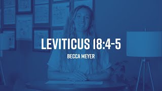 Devotion - Leviticus 18:4-5