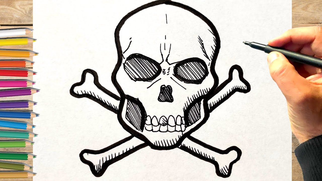 Comment dessiner un crane de mort - YouTube