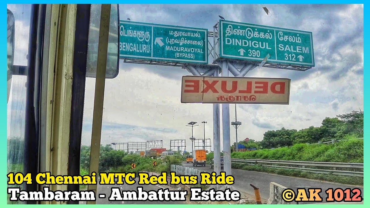 104 CHENNAI MTC RED BUS Ride via Chennai Bypass Road TAMBARAM to